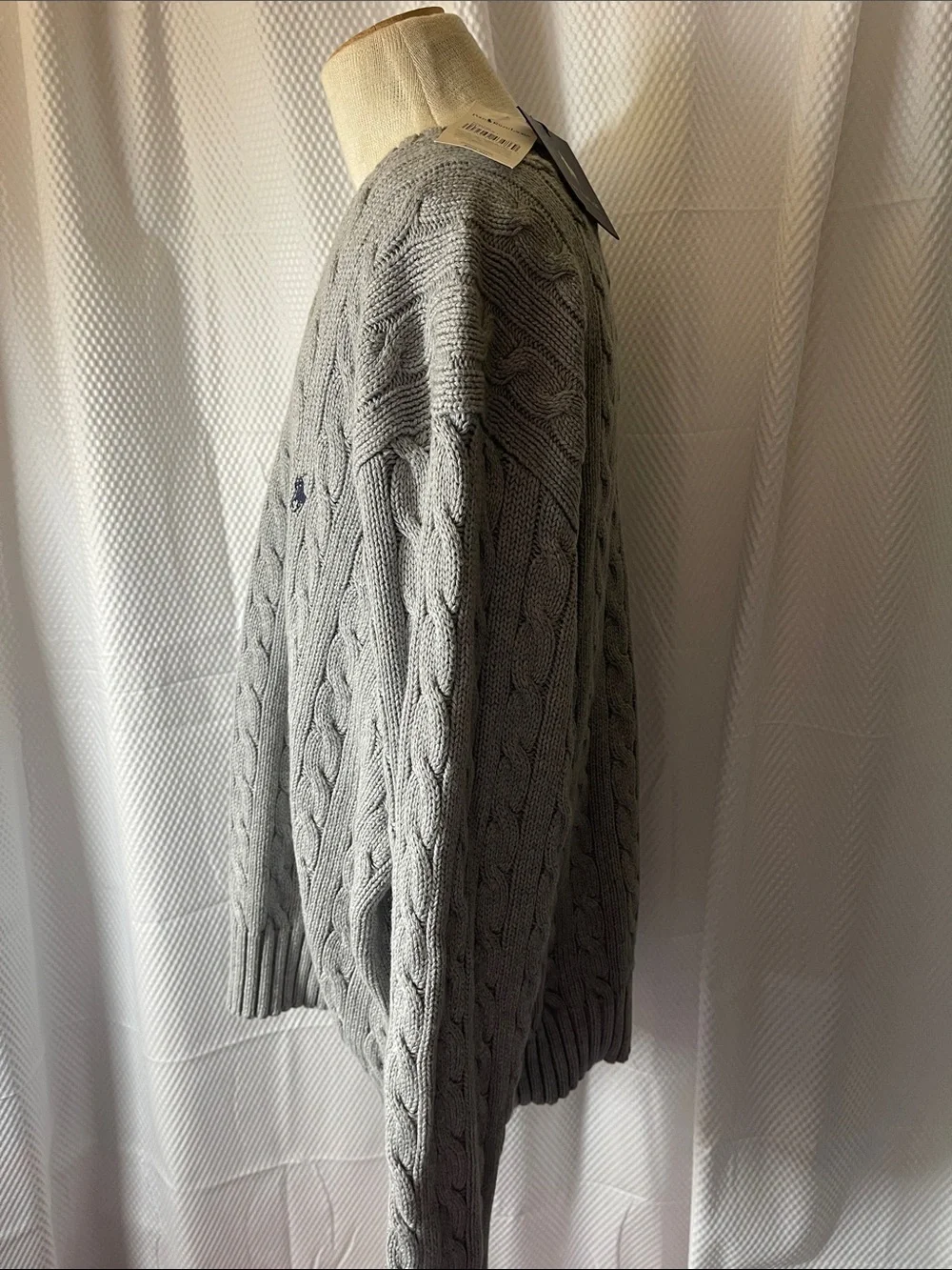 Polo by Ralph Lauren Gray Cable Knit Crewneck NWT Sweater size medium